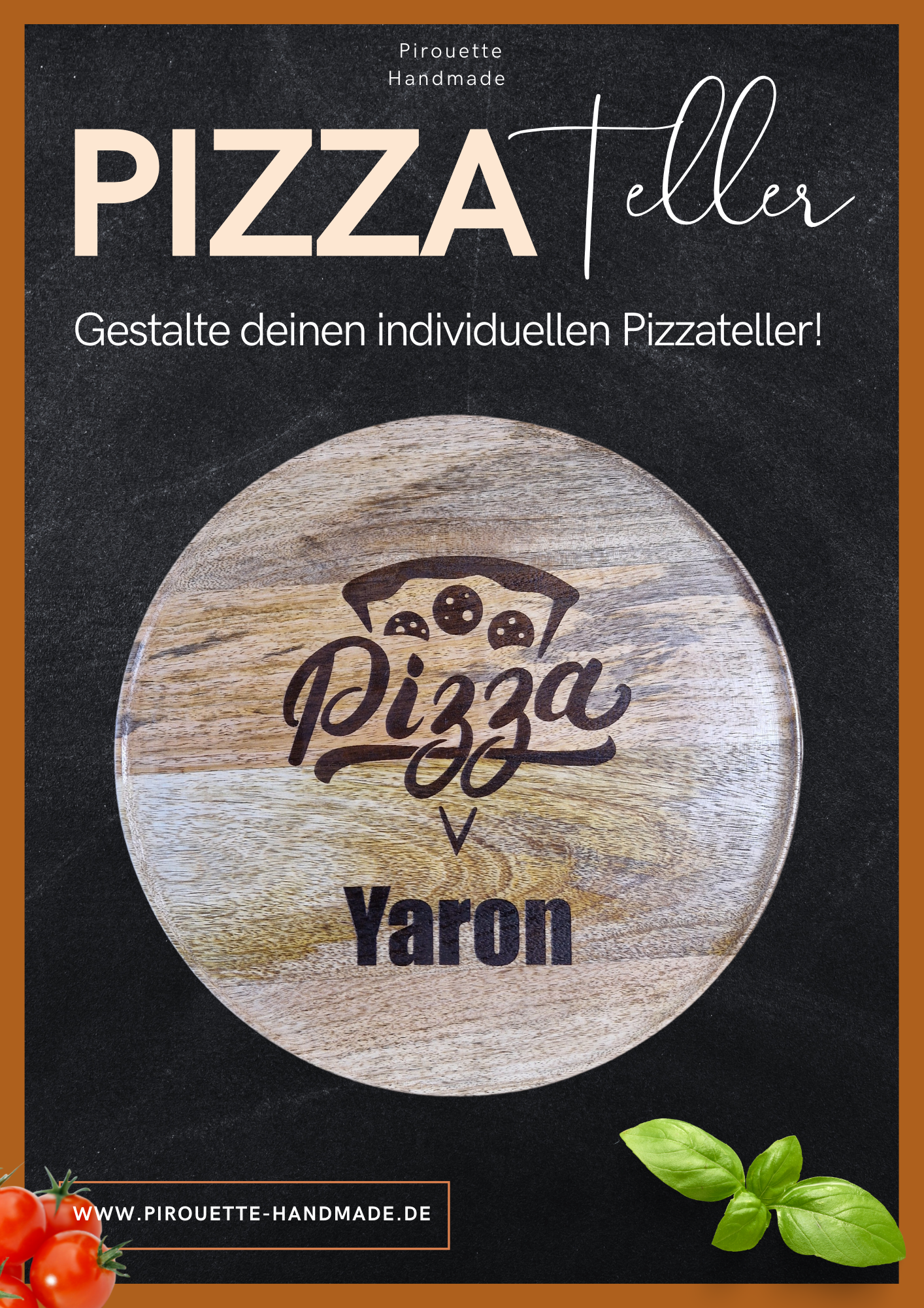 Pizzateller "Personalisierbar" - Pirouette Handmade
