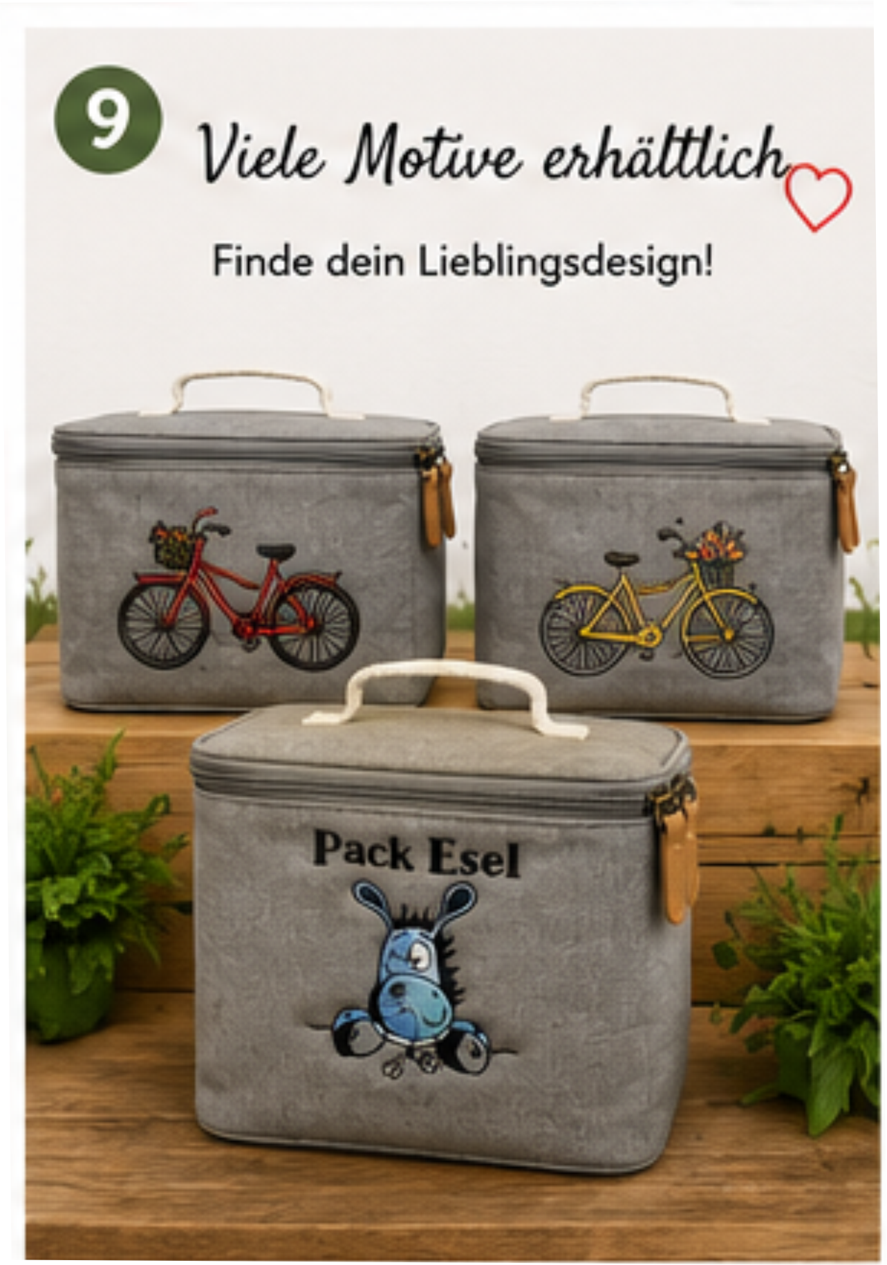 Fahrrad-Lenkertasche mit Kühlfunktion – Stickmotiv „PackEsel“