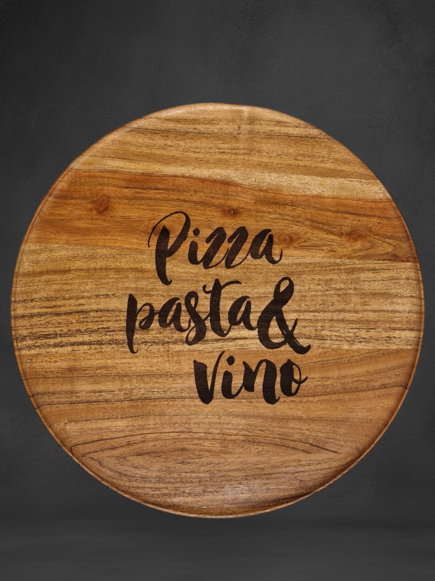 Pizzateller aus Akazienholz "Pizza Pasta Vino" - Pirouette Handmade