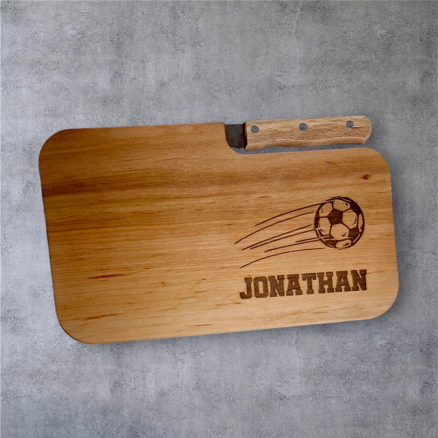 Holzbrettchen mit Messer "Personalisierbar" - Pirouette Handmade