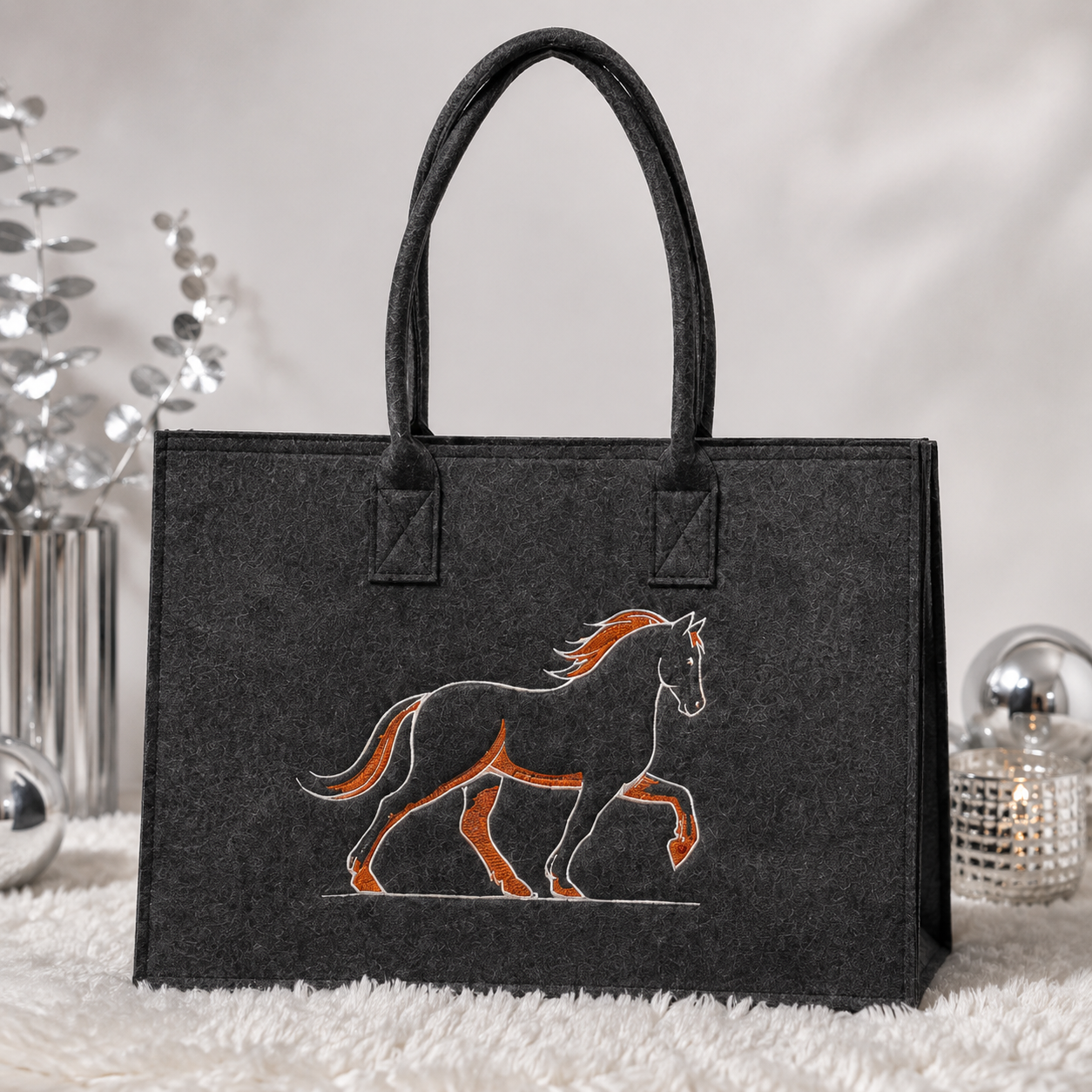Filzshopper Tragetasche Filztasche Tölter Kreuzstich - Pirouette Handmade