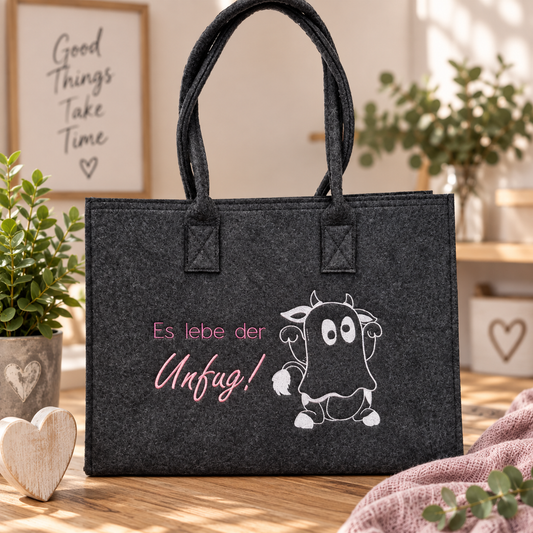 Filzshopper "Es lebe der Unfug!" Tragetasche - Pirouette Handmade