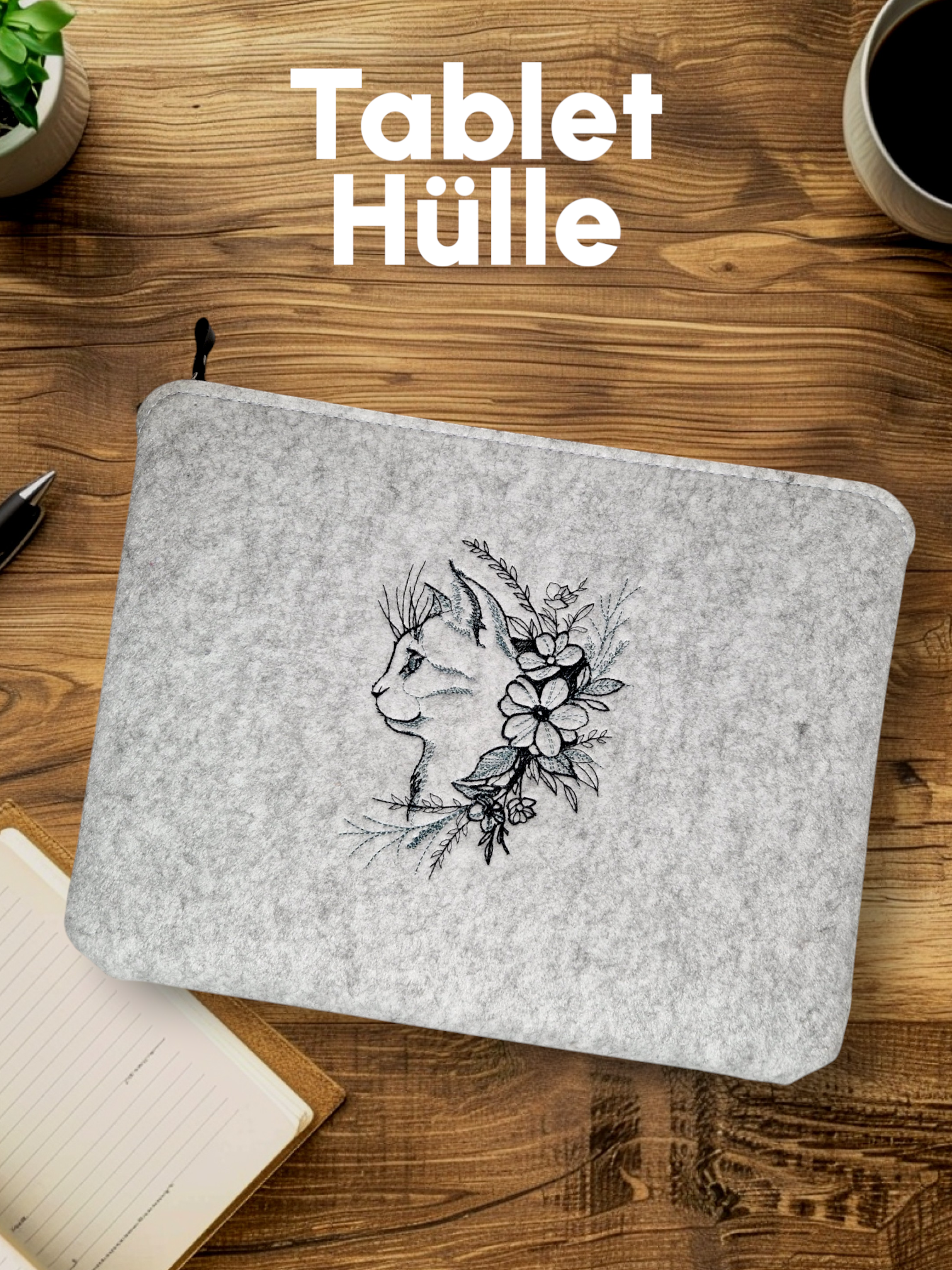 Praktische Tablet Tasche Laptoptasche "Katze" Dokumentenhülle - Pirouette Handmade