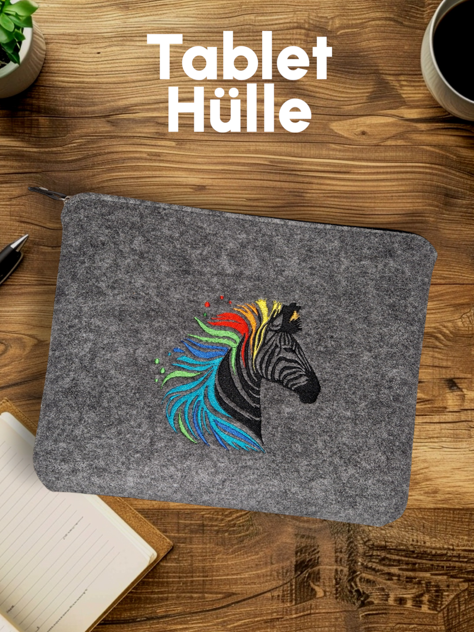 Praktische Tablet Tasche Laptoptasche "Zebra" Dokumentenhülle - Pirouette Handmade