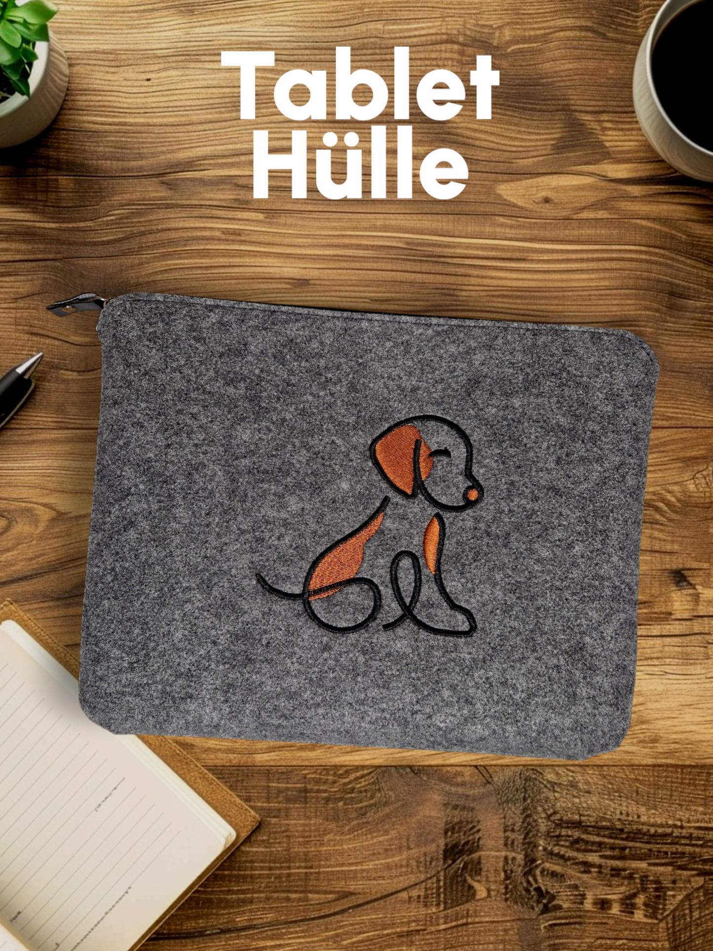 Praktische Tablet Tasche Laptoptasche "Hund" Dokumentenhülle - Pirouette Handmade