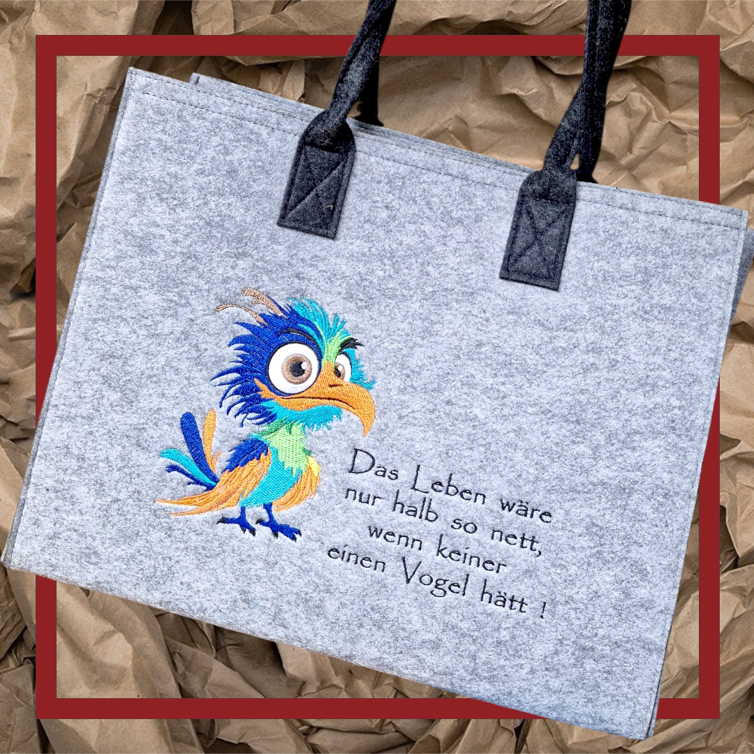 Filzshopper Frecher Vogel Lebensmotto - Pirouette Handmade