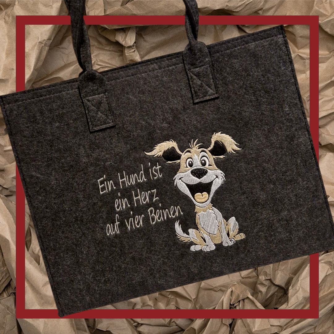 Filzshopper Tragetasche Filztasche Hund Liebe Besitzer - Pirouette Handmade