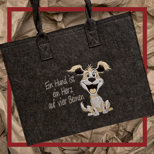Filzshopper Tragetasche Filztasche Hund Liebe Besitzer - Pirouette Handmade