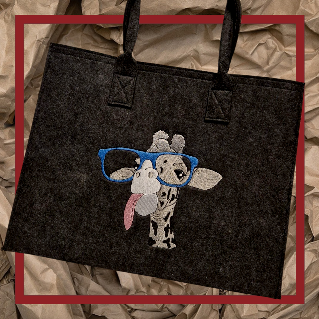 Filzshopper Tragetasche Filztasche Verrückte Giraffe Lustig - Pirouette Handmade