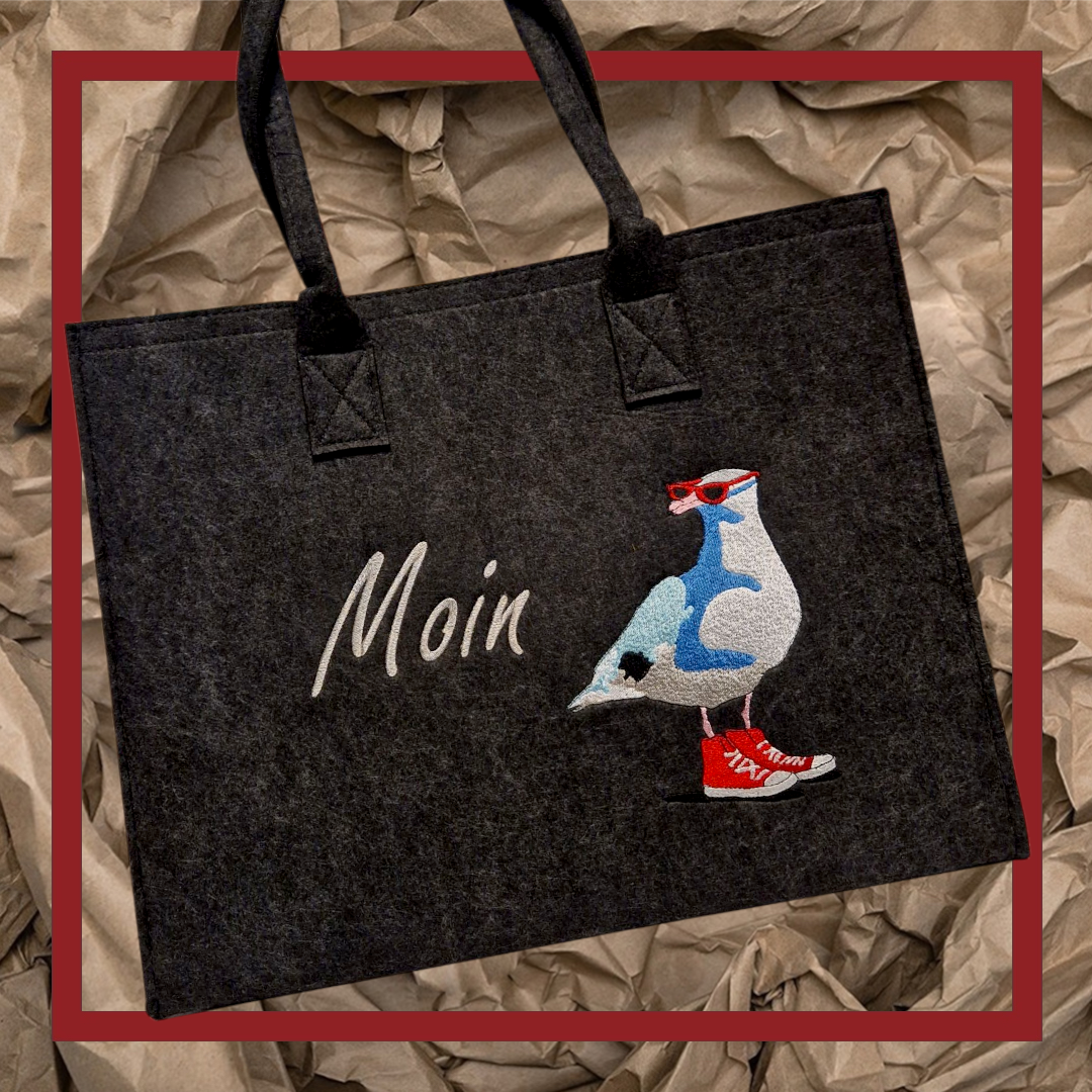 Filzshopper Lustige Tasche Moin Möwe Vogel - Pirouette Handmade