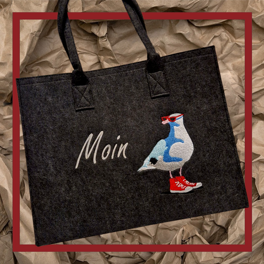 Filzshopper Lustige Tasche Moin Möwe Vogel - Pirouette Handmade