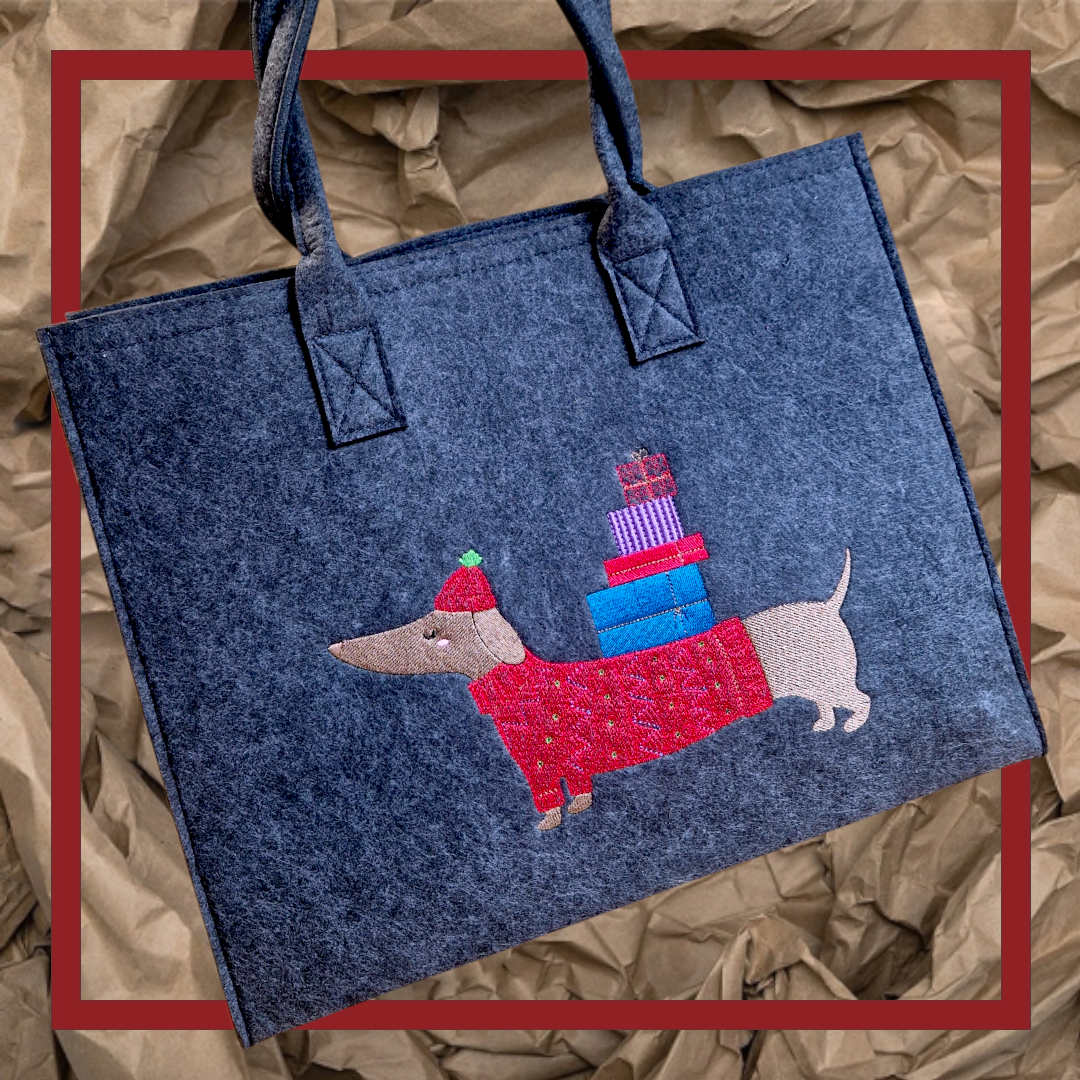 Filzshopper mit Dackel Weihnachten