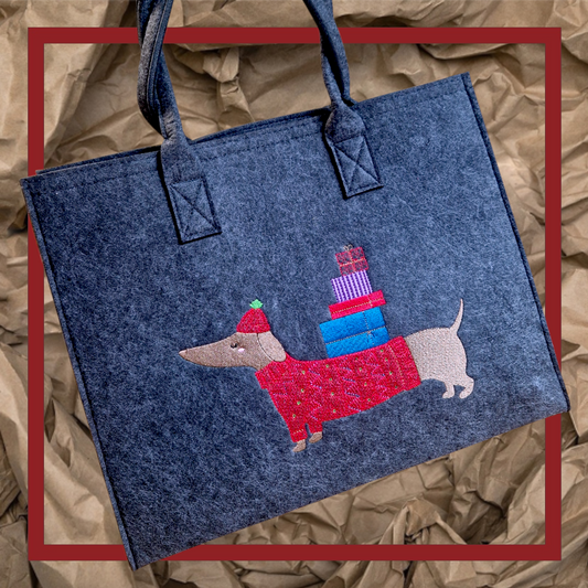 Filzshopper mit Dackel Weihnachten