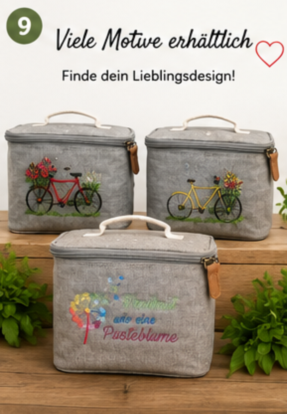 Fahrrad-Lenkertasche mit Kühlfunktion – Stickmotiv „Freiheit wie eine Pusteblume“