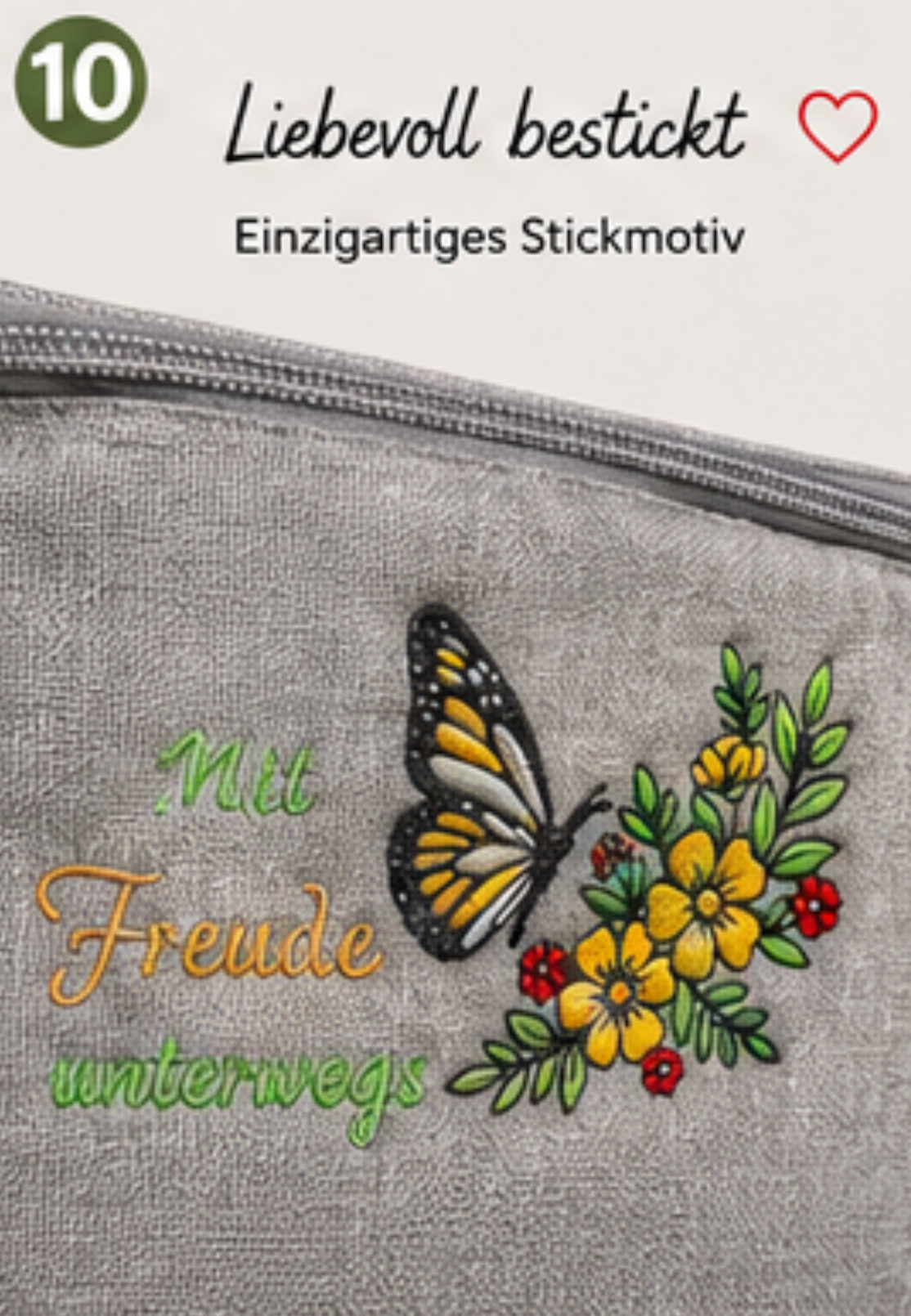 Fahrrad-Lenkertasche mit Kühlfunktion – Stickmotiv „Mit Freude unterwegs“