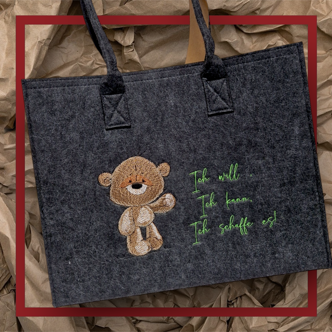 Filzshopper Motivations-Bär - Pirouette Handmade