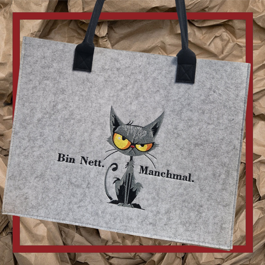 Filzshopper Tragetasche Filztasche Katze Schwarzer Humor - Pirouette Handmade