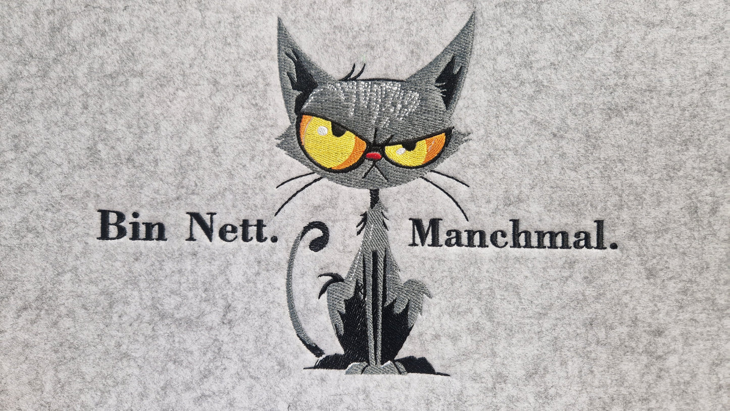 Filzshopper Tragetasche Filztasche Katze Schwarzer Humor - Pirouette Handmade