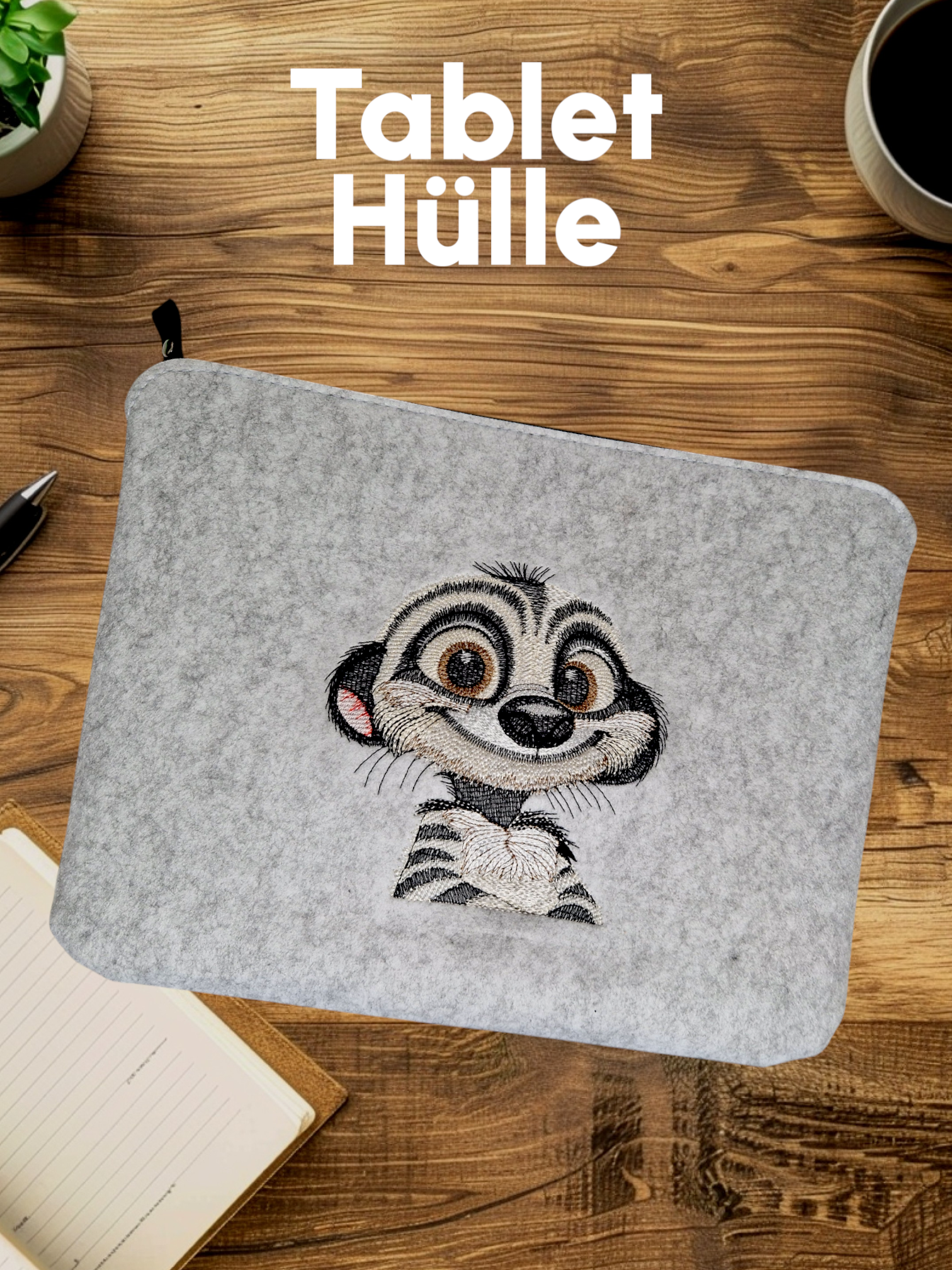 Praktische Tablet Tasche Laptoptasche "Erdmännchen" Dokumentenhülle - Pirouette Handmade